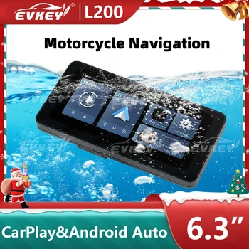 EVKEY Wireless CarPlay 6,3-дюймовый портативный мотоциклетный ЖК-дисплей Беспроводной Android Авто Дисплей давления в шинах IPX7