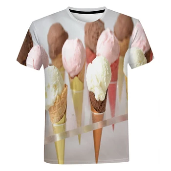 Summer Delicious Food Мороженое 3D-печать Мужчины Женщины Футболка с круглым вырезом Повседневная удобная Для мальчиков Девочки Топы с коротким рукавом 2023