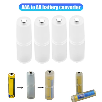  1 / 4 шт. Конвертер для аккумуляторов размера AAA в AA Адаптер для батарей Держатель батарей Пластиковый прочный чехол Коммутатор Ячейка Держатель батареи Конвертер