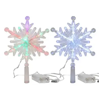 Верхушка рождественской елки Светодиодная снежинка с подсветкой Светодиодная рождественская декорация для дома Лампа для снежинок Новый год Дом На открытом воздухе