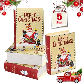 5 шт. Креативная подарочная коробка для конфет в форме книги для гостя из крафт-бумаги Санта-Клаус Шоколад Десерт Упаковка и коробки Украшение вечеринки