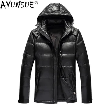 AYUNSUE Мужская одежда Мужской зимний пуховик Кожаные куртки из натуральной овчины Толстое пальто с капюшоном 2020 Мужская одежда Jaqueta LXR376