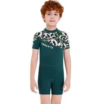 2024 Новые детские слитные купальники Солнцезащитный крем Детский гидрокостюм для дайвинга Теплые детские купальники с короткими рукавами для мальчиков