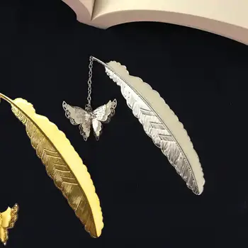  устойчивая к выцветанию закладка из перьев Элегантная металлическая закладка с подвеской в стиле бабочки Ретро-маркер для книг на дому