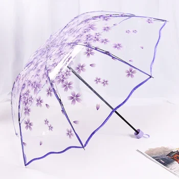 Складной зонтик Симпатичный Мини Свежий Простой Сен Серия Вишневый Цветущий Прозрачный Зонтик