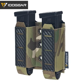 IDOGEAR Molle Tactical 9 мм Эластичный сумка для магазина Охотничий военный двойной 9 мм Держатель магазина Углеродное волокно CS Wargame Аксессуары для страйкбола